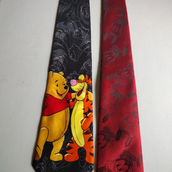 Lot Of 4 Disney Themed Men's Neck Ties -Winnie The Pooh, Goofy , Mickey -Y2K - Picture 2 of 10